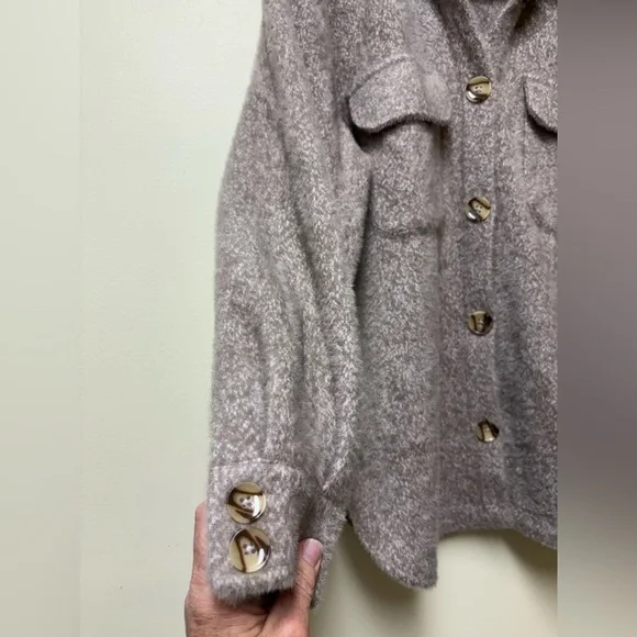 Z Supply Heather Latte Oversized Tucker Jacket - Small - Picture 11 of 16